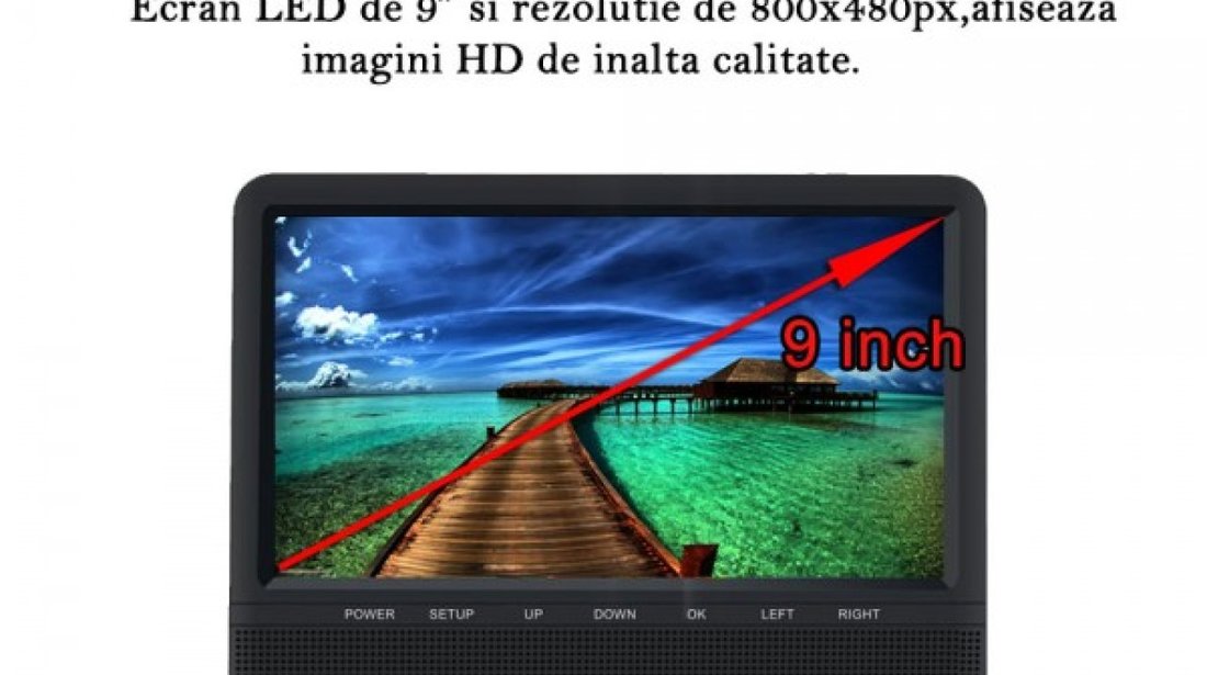 DVD PLAYER AUTO DE TETIERA EDT-911 HYUNDAI USB SD LCD 9'' REZOLUTIE HD JOCURI JOYSTICK
