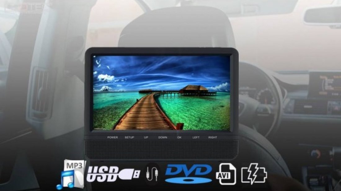 DVD PLAYER AUTO DE TETIERA EDT-911 OPEL USB SD LCD 9'' REZOLUTIE HD JOCURI JOYSTICK