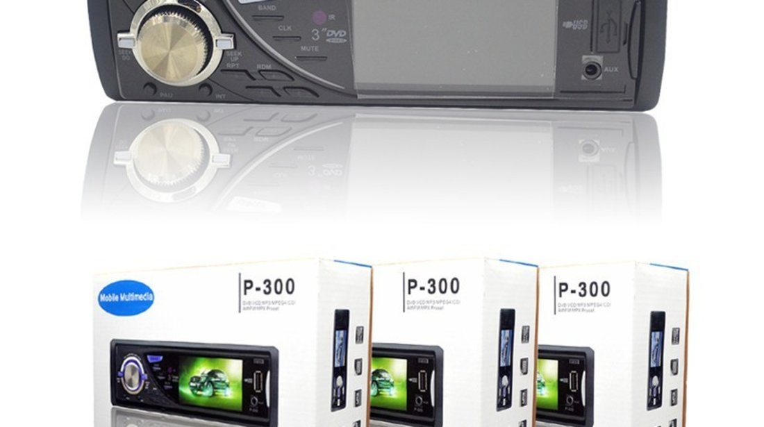 Dvd Player Auto Universal Ecran 3'' Fata Detasabila USB SD DIVX 2 Iesiri Video Model P-300