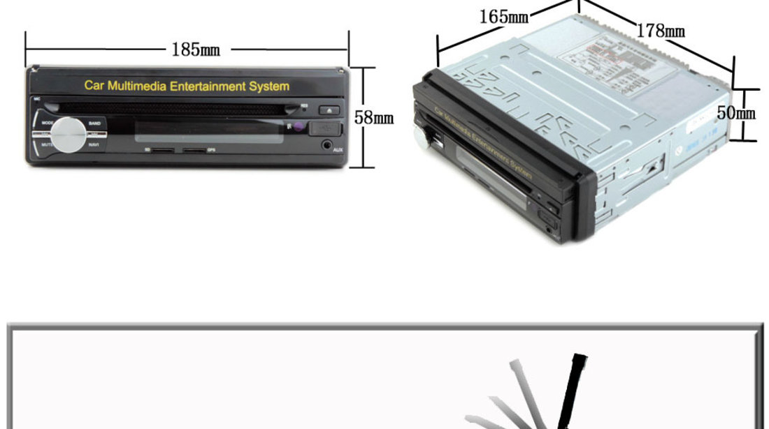 DVD PLAYER AUTO UNIVERSAL ECRAN RETRACTABIL 7'' LOGO SELECTABIL CARKIT USB SD MODEL BEKO ZS-8801