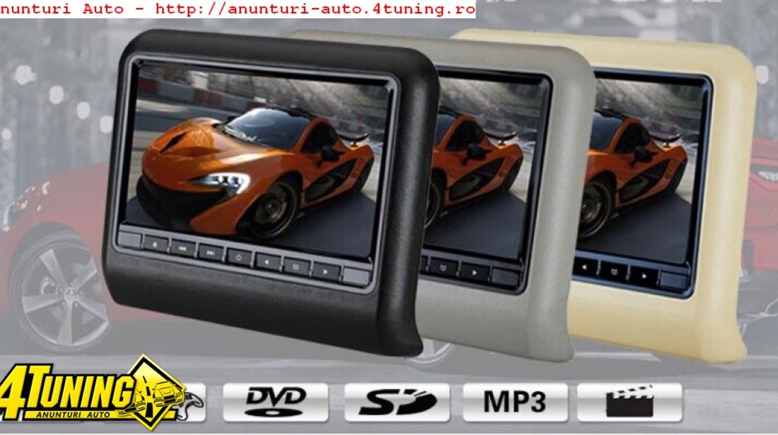 Dvd player portabil pe tetiera jvj dv 9917 ecran Lcd 9 Usb Sd Player Rezolutie Hd Jocuri Montaj