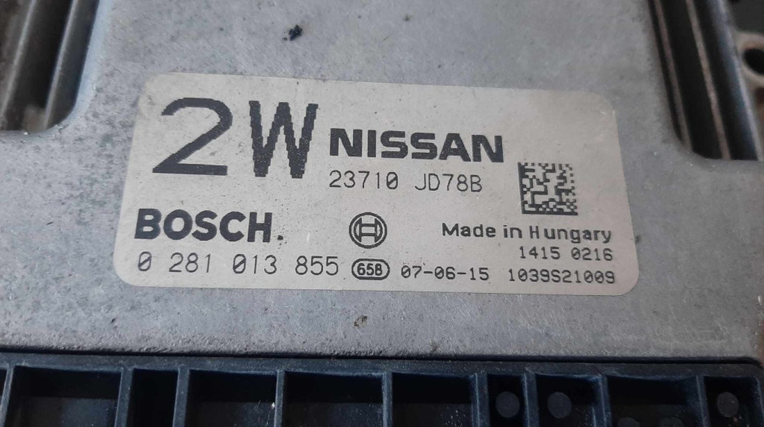 Ecu calculator motor 2.0 dci nissan qashqai j10 nj10 jj10e 23710jd78b 0281013855