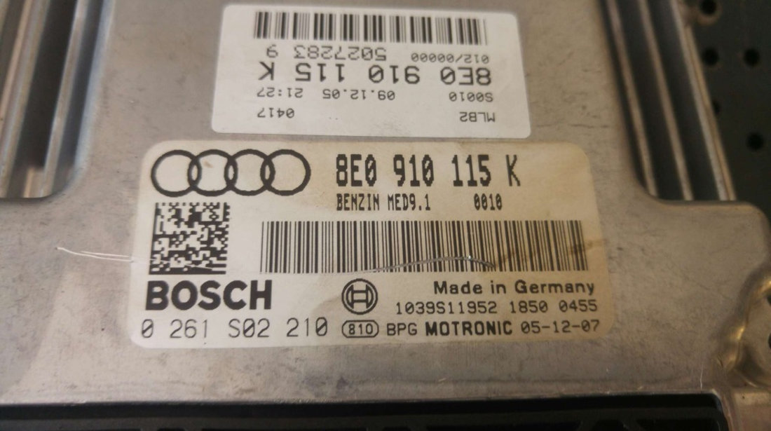 Ecu calculator motor 2.0 tfsi audi a4 b7 8e 8e0910115k