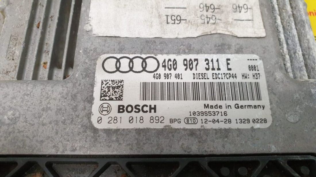 ECU Calculator motor Audi 3.0TDi, 4G0907311E, 0281018892, EDC17CP44