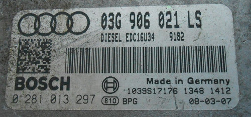 ECU Calculator motor AUDI A3, 03G906021LS, 0281013297,