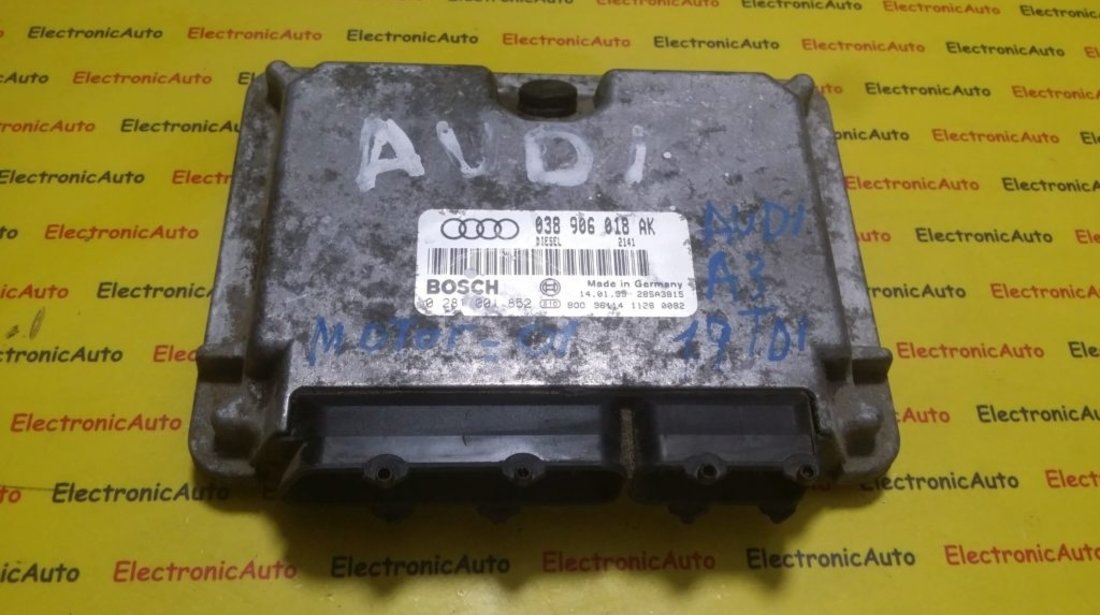 ECU Calculator motor Audi A3 1.9 tdi 0281001852, 038906018AK