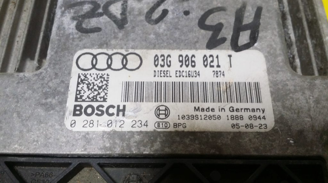 ECU Calculator Motor Audi A3 2.0 TDI, 0281012234, 03G906021T, EDC16U34