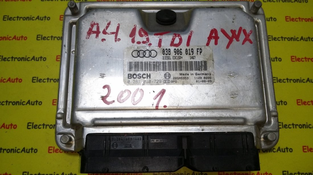 ECU Calculator motor AUDI A4 1.9 tdI 0281010729, 038906019FP,