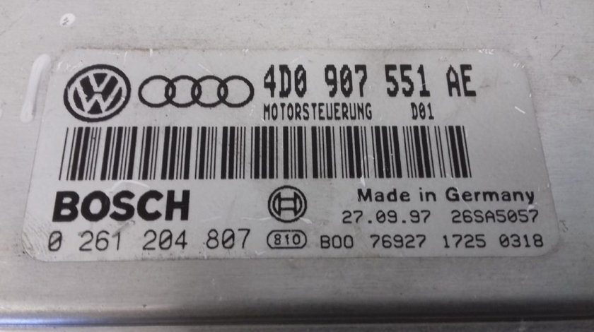 ECU Calculator Motor Audi A4 2.8, 0261204807, 4D0907551AE