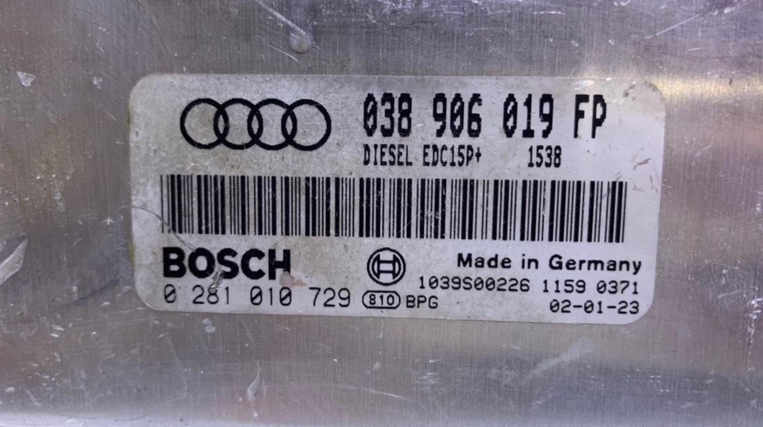 ECU / Calculator Motor Audi A4 B6 1.9TDI AWX 131CP 2001 - 2005 Cod Piesa : 038906019FP / 0281010729