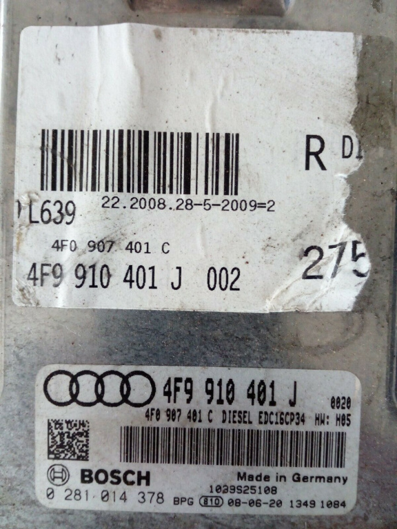 ECU Calculator Motor AUDI A6, 0281014378, EDC16CP34, 4F9910401J, 4F9907401C,