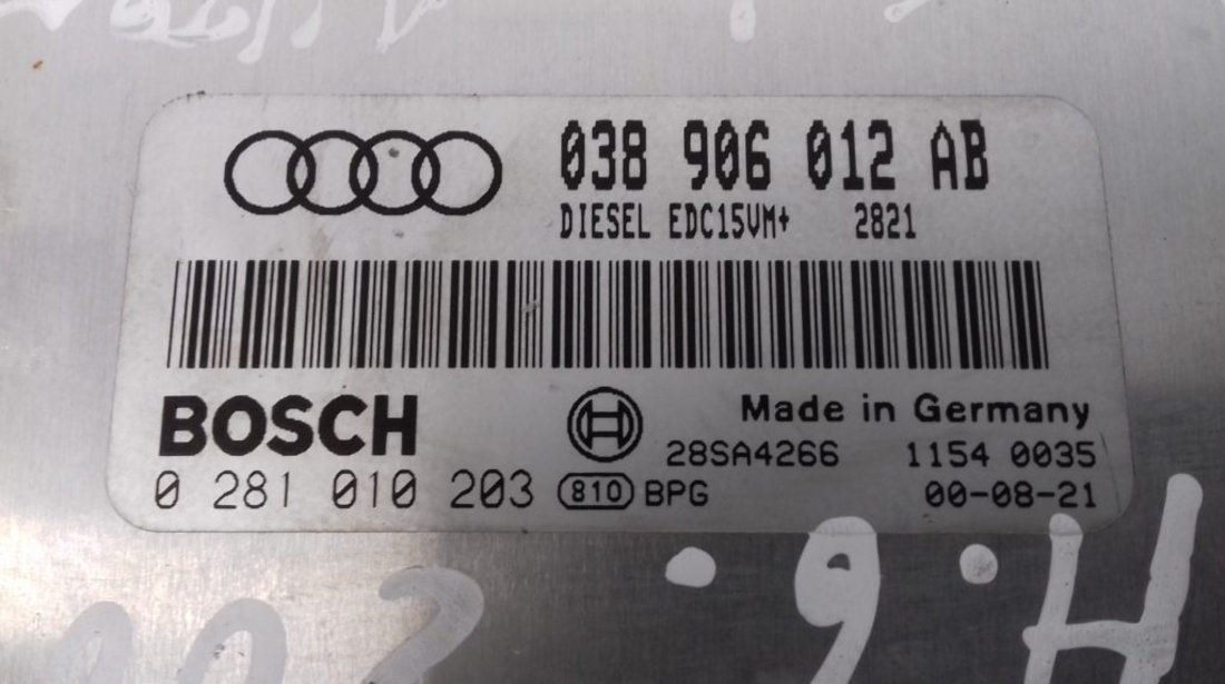 ECU Calculator Motor Audi A6 1.9 TDI, 038906012AB, 0281010203