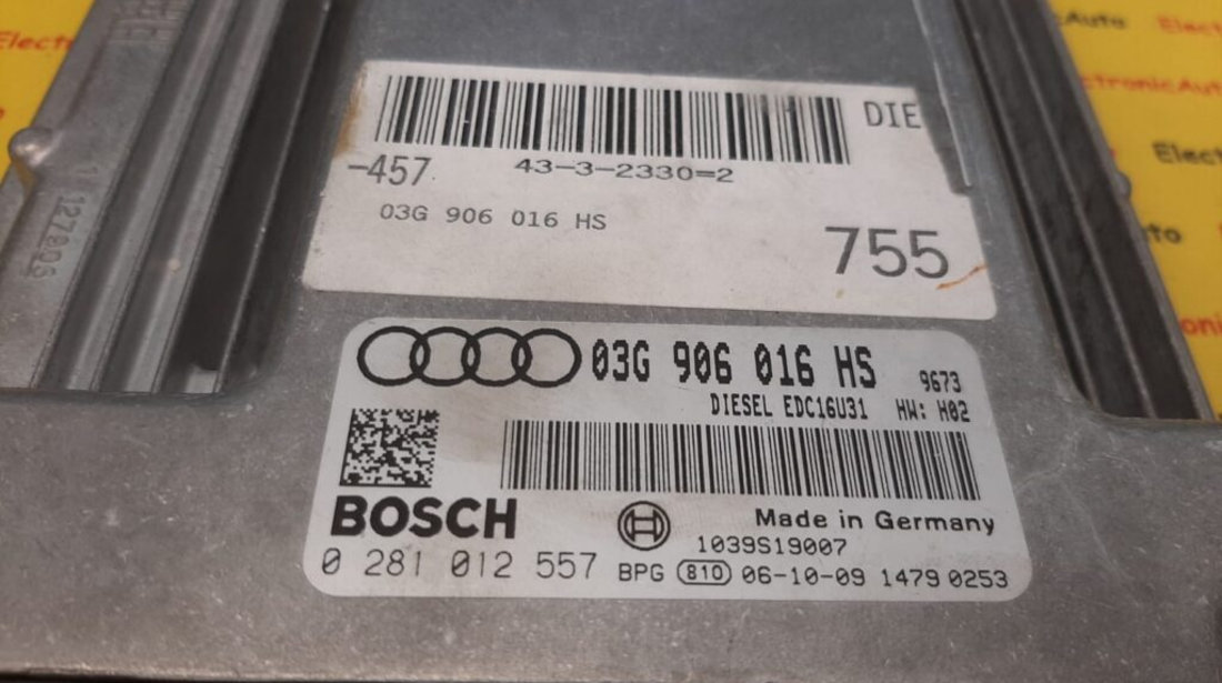 ECU Calculator motor Audi A6 2.0TDI 03G906016HS, 0281012557