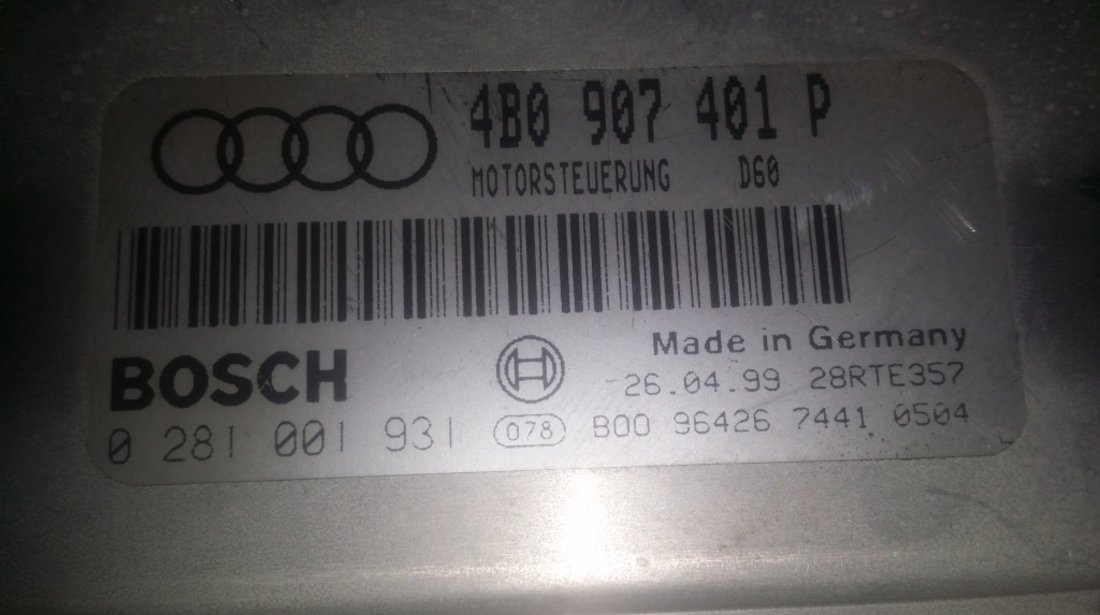 ECU Calculator motor Audi A6 2.5TDI 0281001931