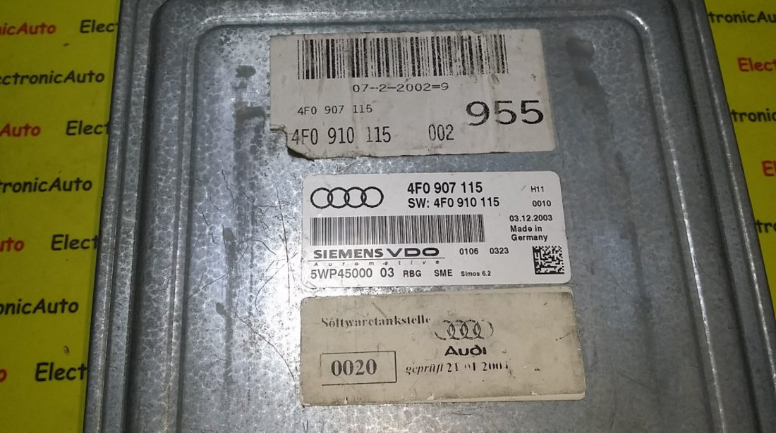 ECU Calculator motor Audi A6 4F0907115, 5WP45000