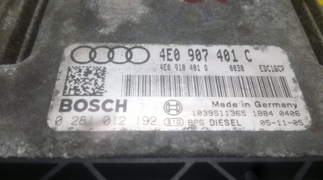 ECU Calculator motor Audi A8 3.0TDI 0281012192, 4E0907401C