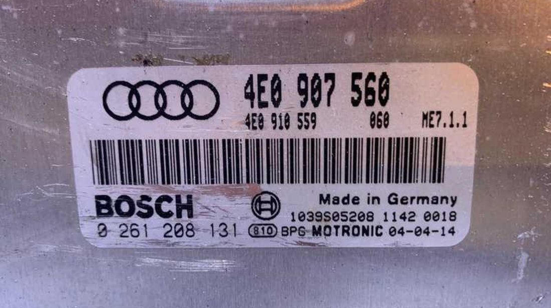 ECU Calculator Motor Audi A8 D3 3.0 V6 ASN 2002 - 2009 Cod 4E0907560 4E0910559 0261208131
