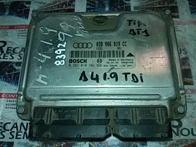 ECU Calculator Motor BOSCH AUDI A4, 0281010304, 038906019CC,