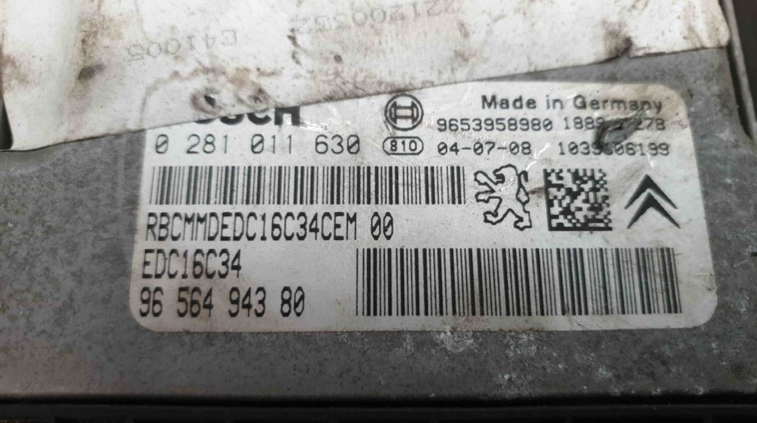 ECU Calculator Motor Citroen, Peugeot 307 1.6HDi, 0281011630,9656494380, EDC16C34