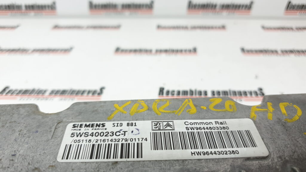 ECU Calculator Motor CITROEN XSARA, 5WS40023CT, SW 9644803380, HW 9644302380, SID801,