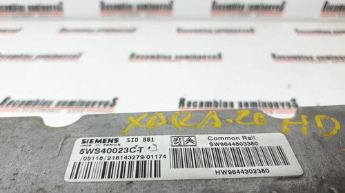 ECU Calculator Motor CITROEN XSARA, 5WS40023CT, SW 9644803380, HW 9644302380, SID801,