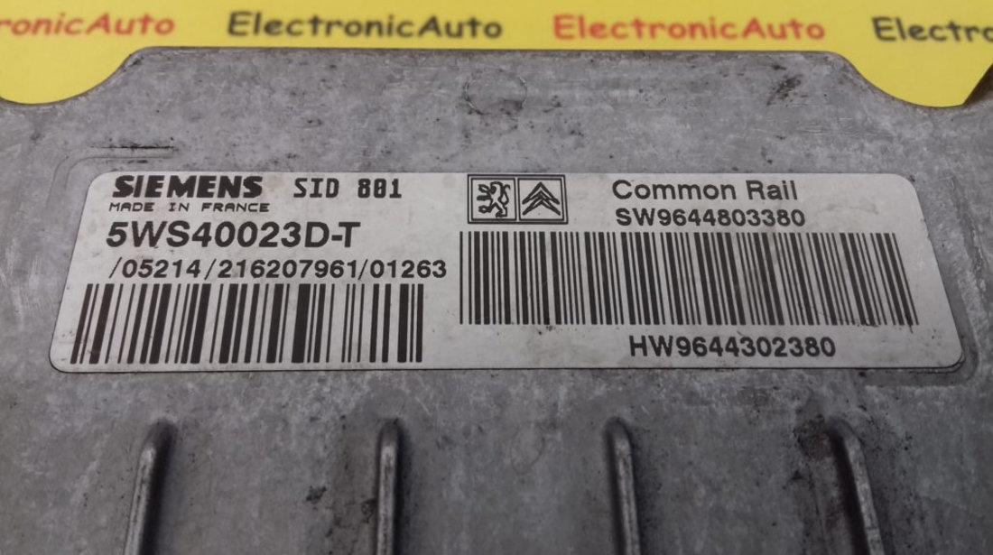 ECU Calculator Motor Citroen Xsara Picasso 2.0 HDI, 5WS40023DT, 9644803380, 9644302380