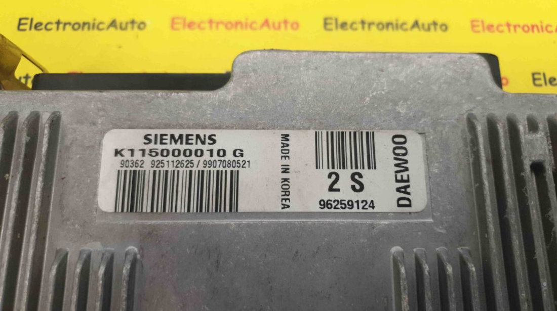 ECU Calculator motor Daewoo Matiz 0.8, K115000010G, 96259124 2S