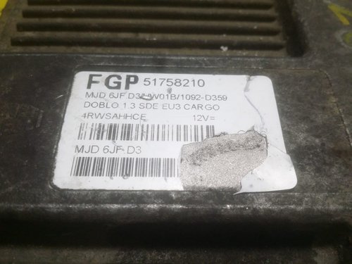 ECU Calculator motor Fiat Doblo, 51758210, MJD6JFD3,