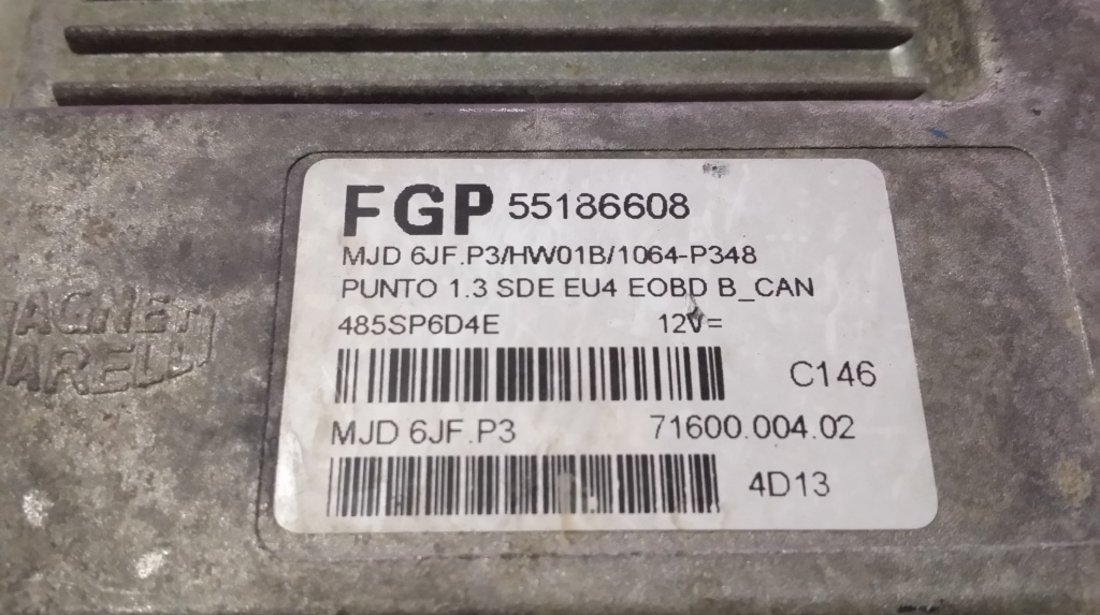 ECU Calculator motor Fiat Punto 1.3MJD 55186608 6JF.P3