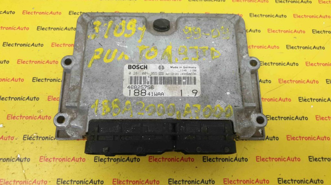 ECU Calculator Motor Fiat Punto 1.9JTD, 0281001955, 46825756, 18841WAA 1.9