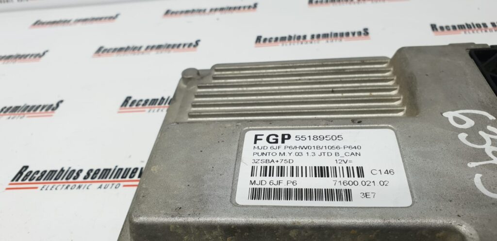 ECU Calculator Motor FIAT PUNTO FGP 55189505, 7160002102, MJD6JFP6, HW01B,