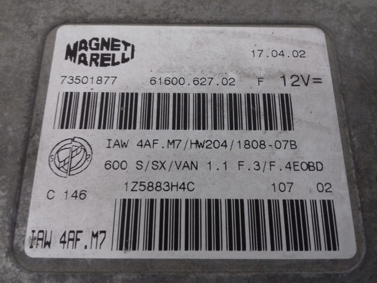 ECU Calculator Motor Fiat Seicento 1.1, 73501877, IAW4AFM7, 6160062702