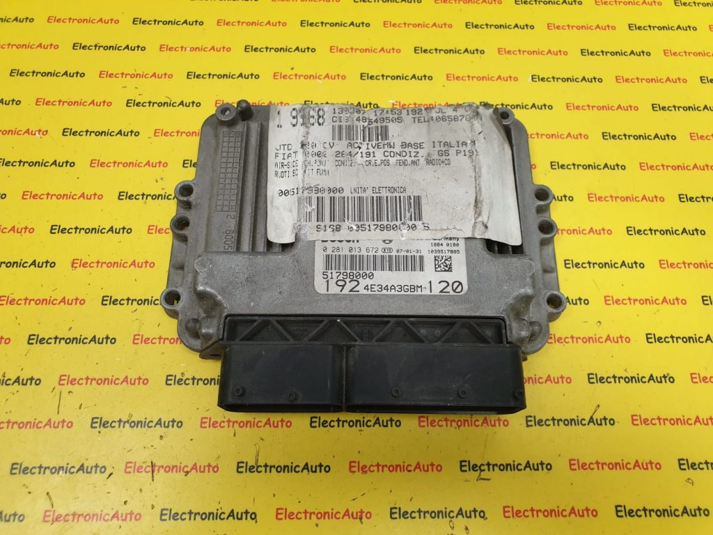 ECU Calculator Motor Fiat Stilo 1.9JTD, 0281013672, 51798000
