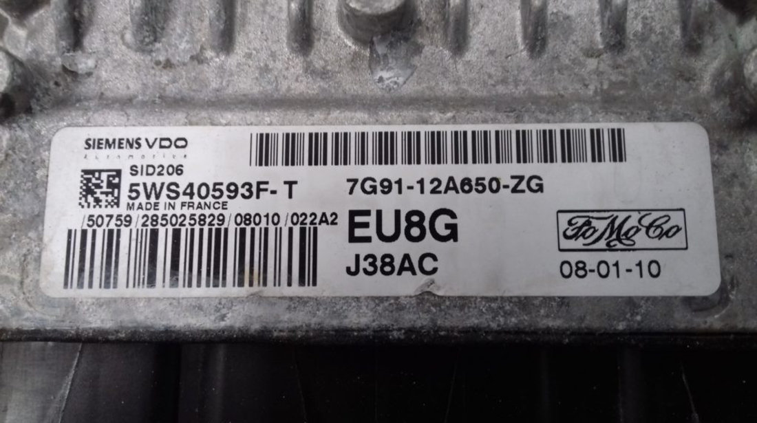 ECU Calculator Motor Ford, 7G9112A650ZG, 5WS40593FT