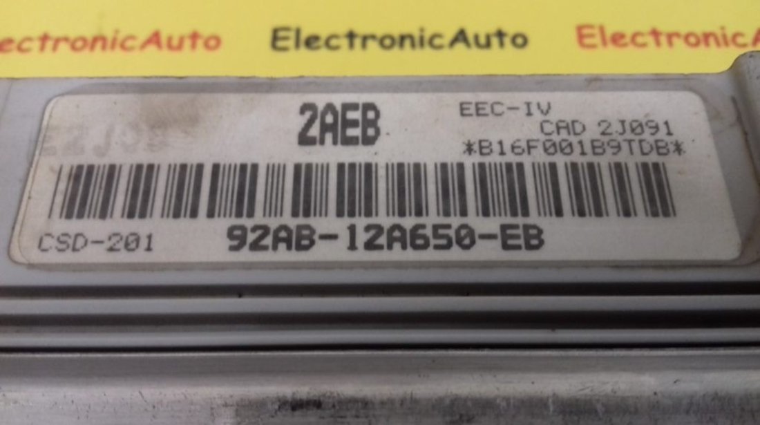 ECU Calculator Motor Ford Fiesta 1.3, 92AB12A650EB, CSD201