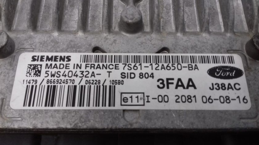 ECU Calculator Motor Ford Fiesta 1.4 TDCI, 7S6112A650BA, 5WS40432AT