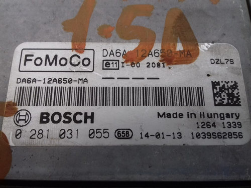 ECU Calculator Motor Ford Fiesta 1.5 TDCI, DA6A12A650MA, 0281031055