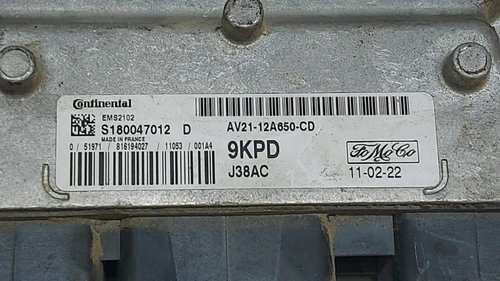 ECU Calculator Motor Ford Fiesta, AV2112A650CD, S180047012D,