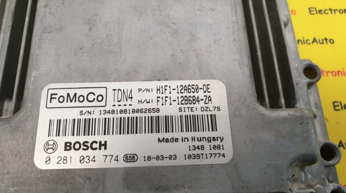 ECU Calculator Motor Ford Focus 1.5 TDCi, 0281034774, DZL7S, FoMoCo TDN4