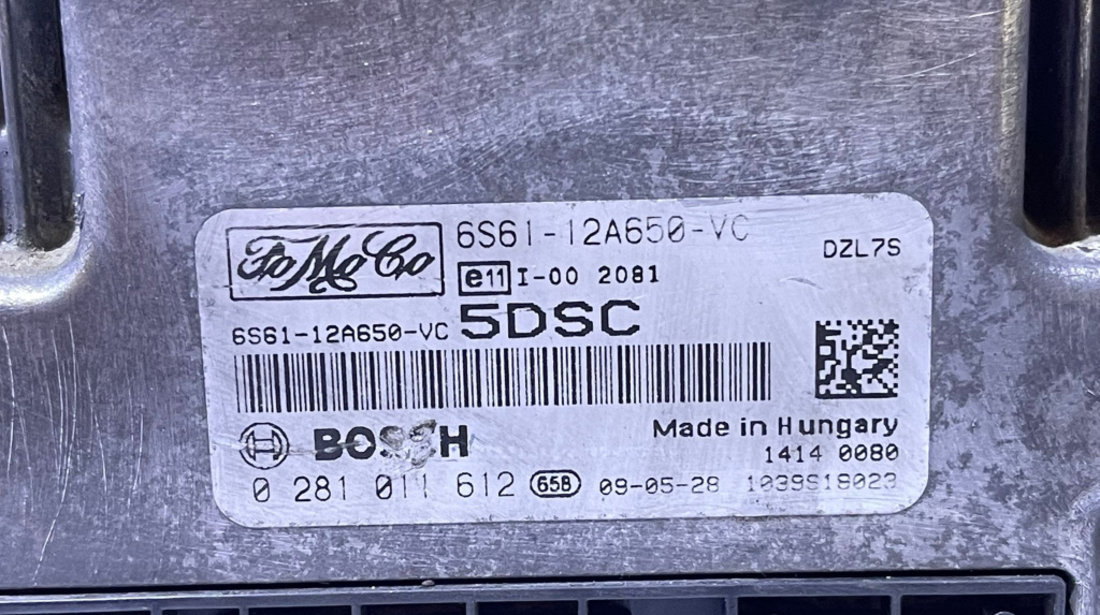 ECU Calculator Motor Ford Fusion 1.6 TDCI 2002 - 2012 Cod 6S61-12A650-VC 0281011612