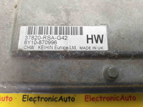 ECU Calculator Motor Honda Civic 1.8L, 37820RSAG42, 6Y10870996, HW