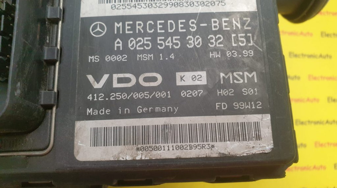 ECU Calculator motor Mercedes A 1.4 A0255453032, MSM1.4