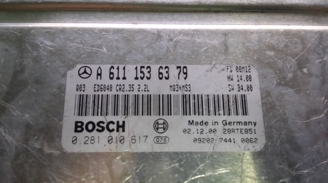 ECU Calculator motor Mercedes Sprinter 2.2 CDI A6111536379 0281010617