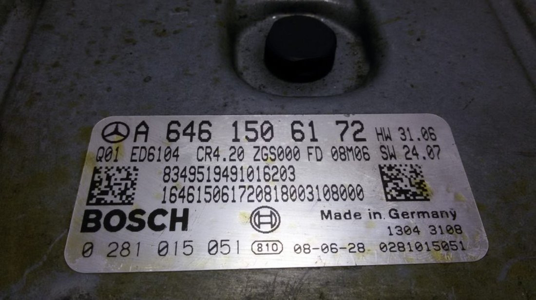 ECU Calculator motor Mercedes Sprinter 2.2CDI 0281015051, A6461506172