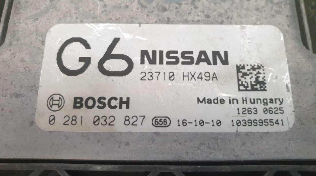 ECU Calculator Motor Nissan Qashqai 1.6DCi, 0281032827, 23710 HX49A, G6