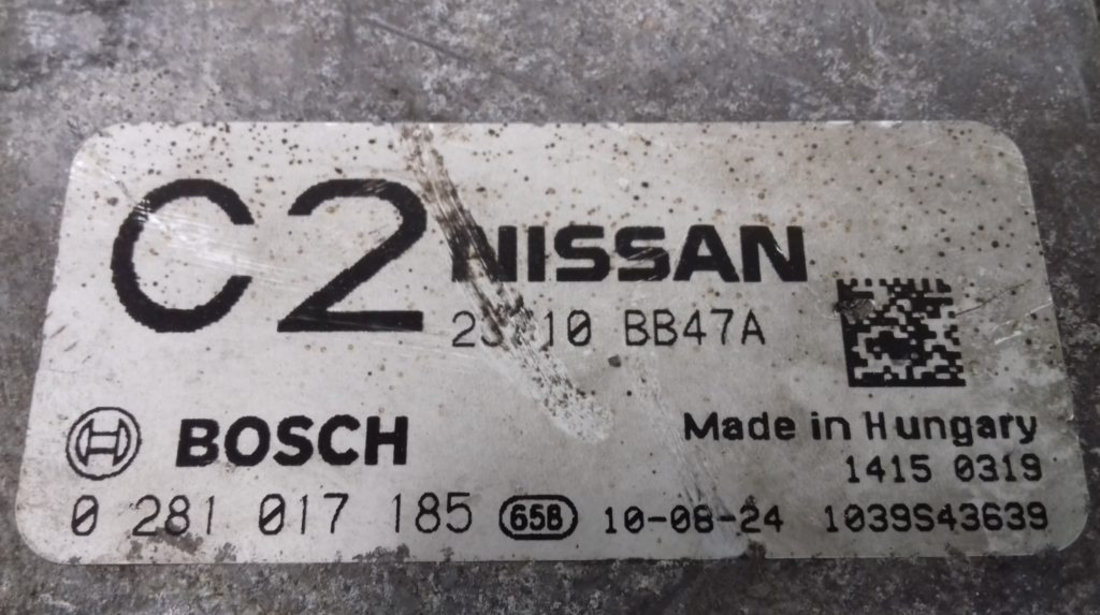 ECU Calculator Motor Nissan Qashqai 2.0 DCI, 23710BB47A, 0281017185