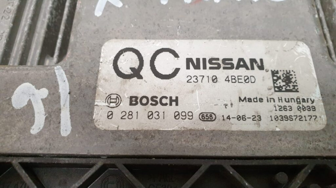 ECU Calculator Motor Nissan X-Trail 1.6DCi, 0281031099, 23710 4BE0D