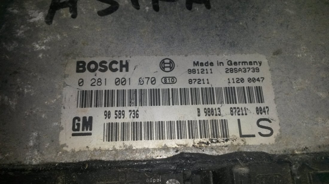 ECU Calculator motor Opel Astra G 1.7DT 0281001670, 90589736,