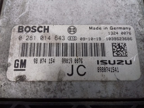 ECU Calculator Motor Opel Astra H 1.7 CDTI, 0281014643, 98074154