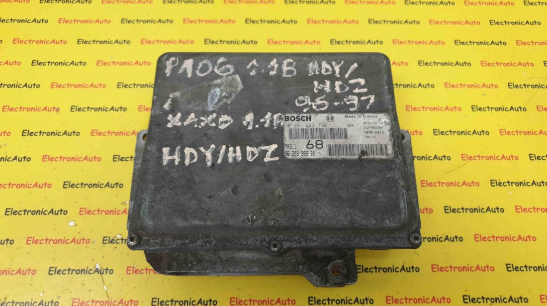 ECU Calculator Motor Peugeot 106 1.1, 0261203736, MA3.1, 9620398980